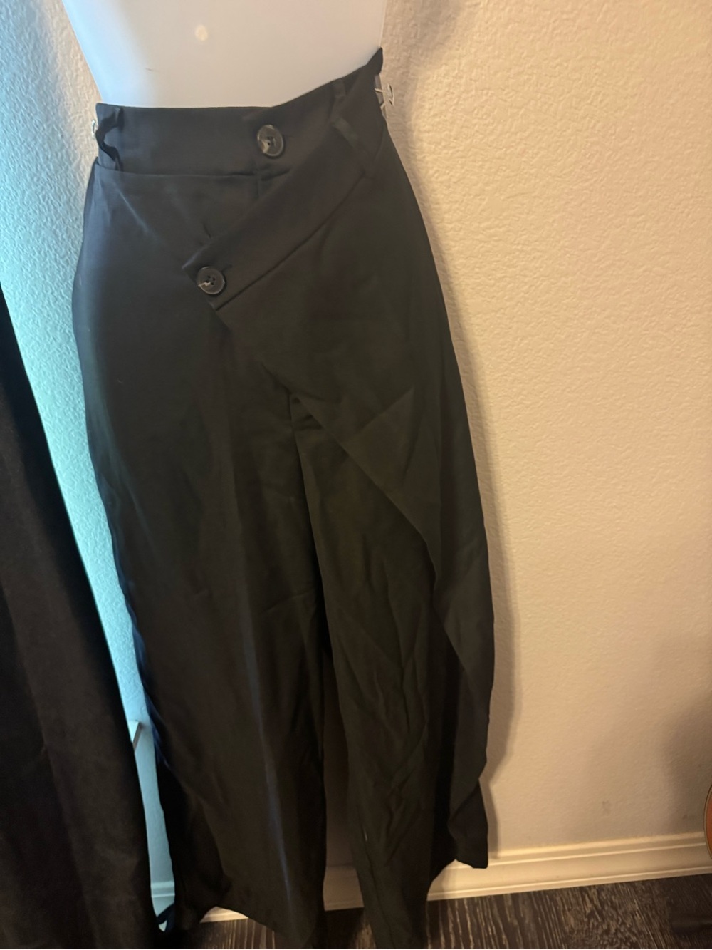 Womens Black Wrap-Style Dress Pants